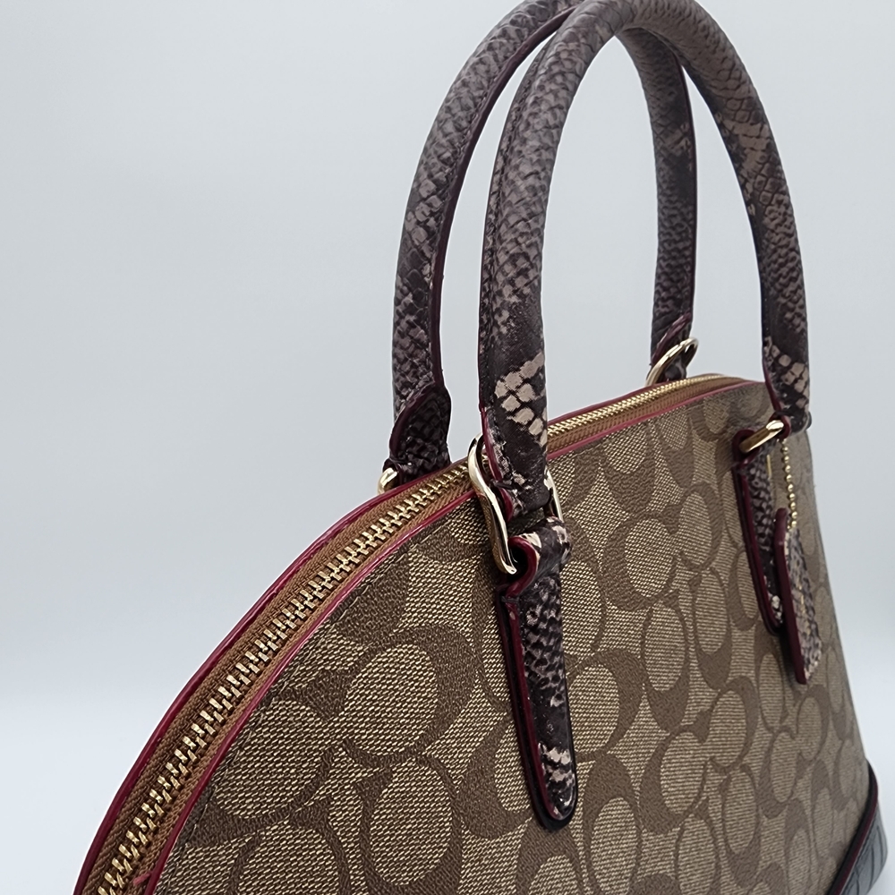 Coach Signature Sierra Exotic Mix Leather Satchel Handbag with FLAW - Picture 5 of 16